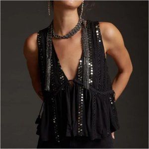 *NWOT Anthropologie X Forever That Girl Sequined V-Neck Tank